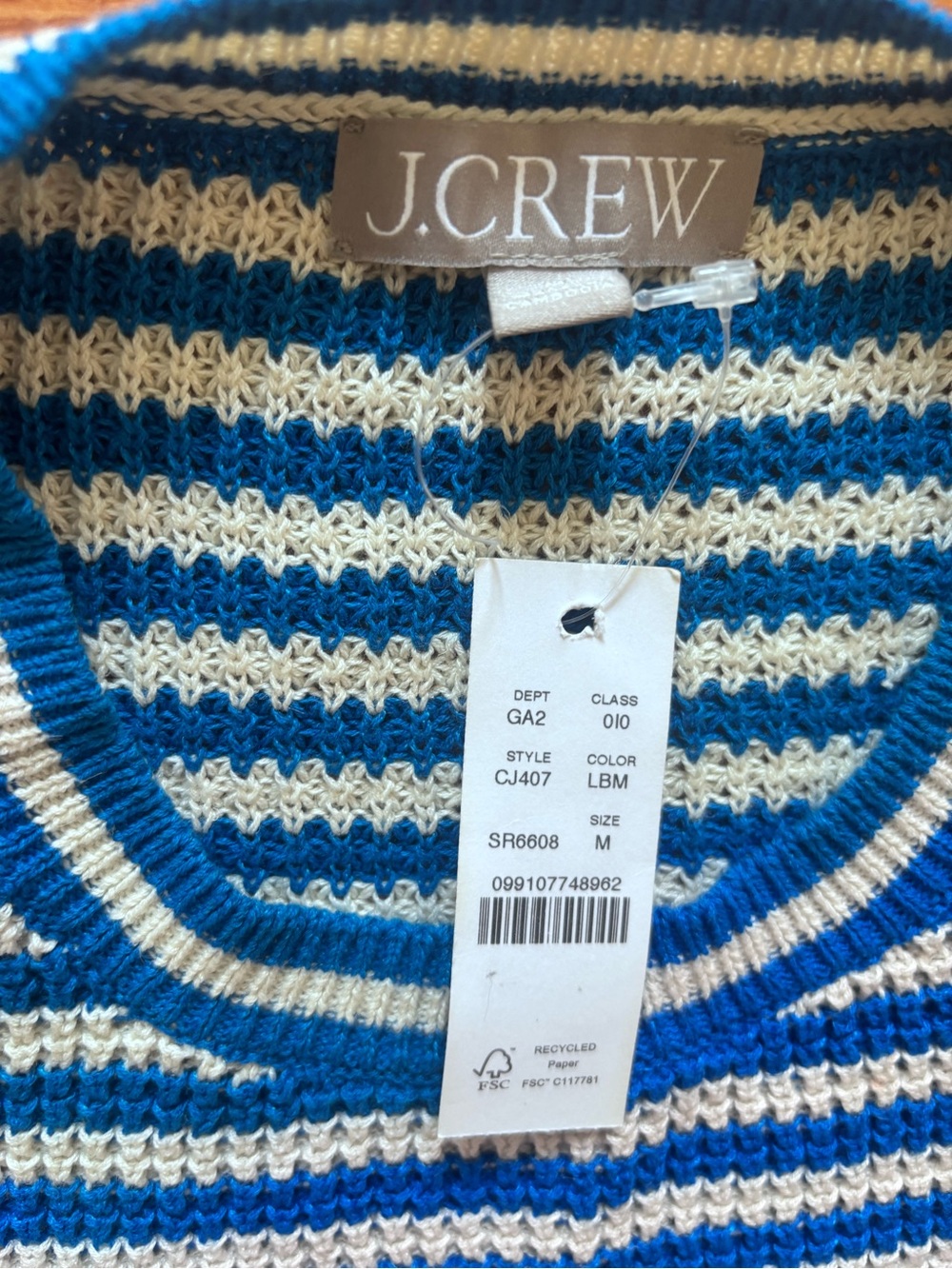 J.Crew Summer Cotton Striped Sweater ⭐️NWT⭐️ Sz M - Picture 3 of 6